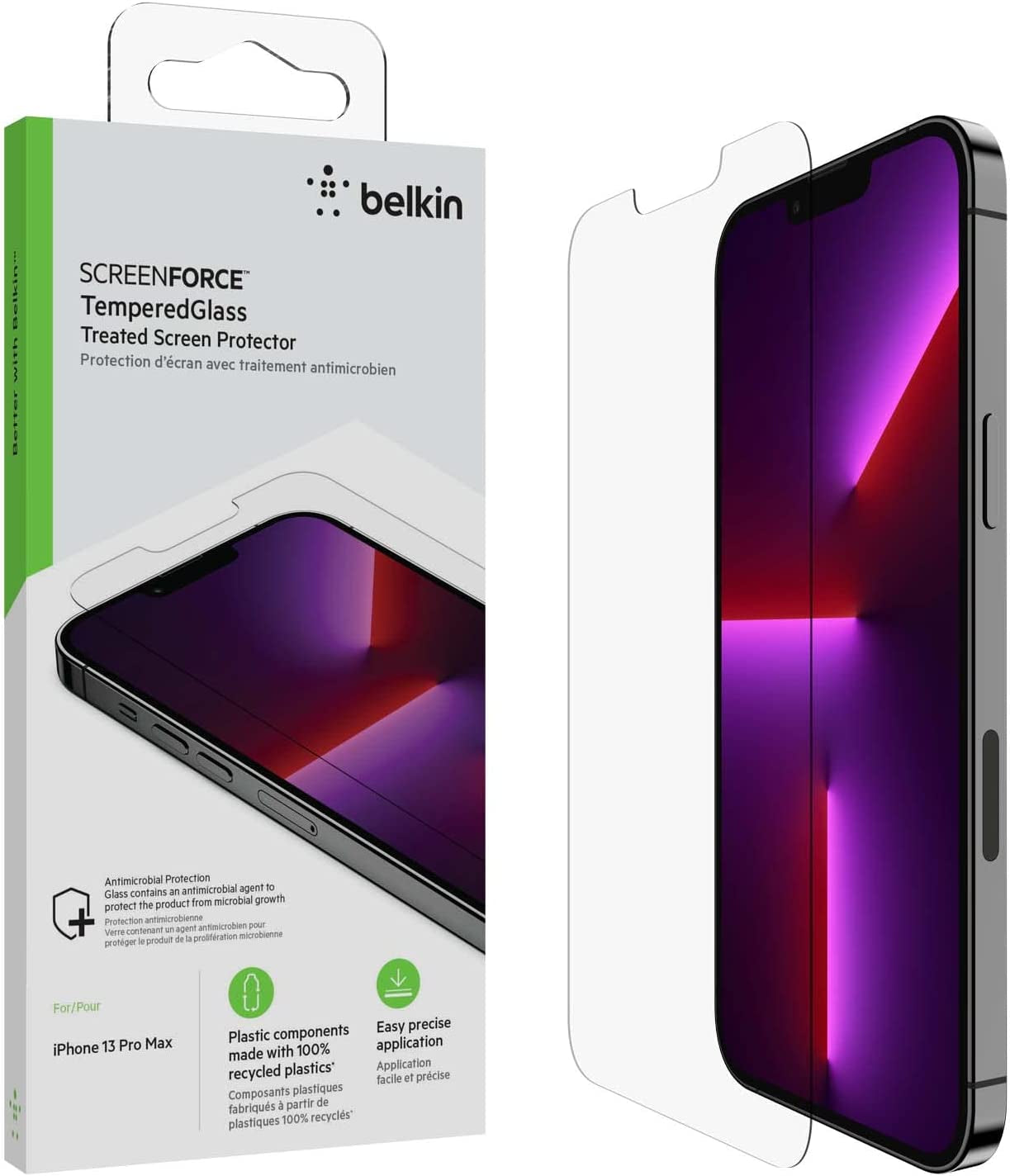 Belkin Tempered Glass Privacy Screen Protector 2-Pack for Iphone 14, Iphone 13, Iphone 13 Pro - Installation Guide Tray Included for Easy Application - Crystal Clear Glass Screen Protector  Belkin   