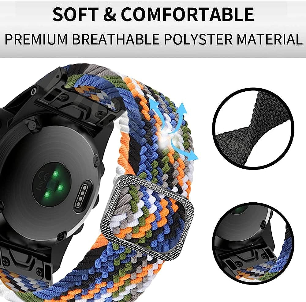 TWRQA 22 26Mm Nylon Band for Garmin Fenix 7X 7 Epix 6X 6 Pro 5X 5 plus 3 3HR Watchbands Smart Watch Straps Fenix 6Xpro 5Xplus Bracelet  TWRQA   