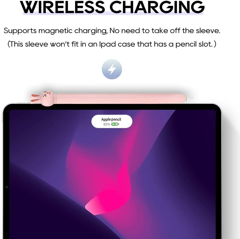 Case for Apple Pencil 2Nd Generation Case Sleeve Soft Silicone Cute Cartoon Rabbit Design Protective Cover Holder Accessories Compatible with Apple Pencil 2Nd Gen (Pink Rabbit)  Meowster   