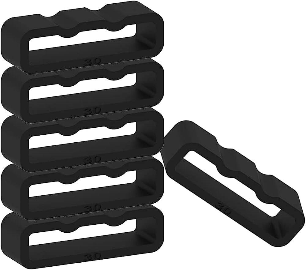E ECSEM 6PCS Silicone Replacement Watch Band Loop Holder Keeper for 14Mm, 16Mm, 18Mm, 20Mm, 21Mm, 22Mm, 24Mm, 26Mm, 28Mm, 30Mm Fastener Rings Secure Rings Connector Band Loop Keeper  E ECSEM Black-30MM  