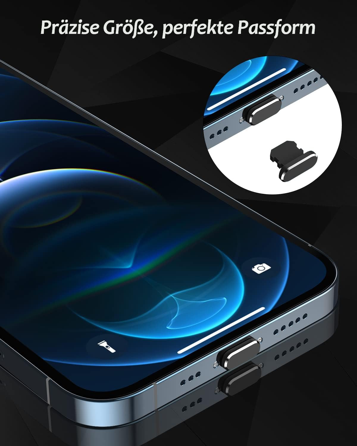 8 Pack anti Dust Plugs for Iphone 14 Pro Max Mini 13 12 11 X Xs 8 plus Ipad Airpods + Mini Storage Box Iphone Charging Port Plugs, Black  AUZOSL   