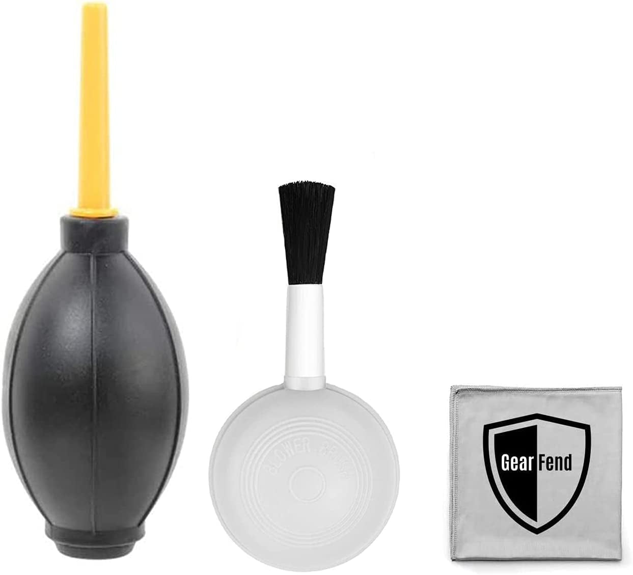 Gearfend Dust Cleaner Kit Strong Cleaning Air Blower + Soft Brush Blower for Camera & Camcorder, Lens, LCD Screens, Etc + Microfiber Cloth  Gearfend   