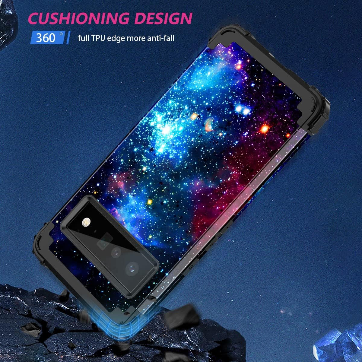 Miqala Compatible with Google Pixel 6 Pro Case,Shiny in the Dark Three Layer Heavy Duty Shockproof Hard Plastic Bumper +Soft Silicone Rubber Protective Case for Google Pixel 6 Pro,Blue Sky  Miqala   