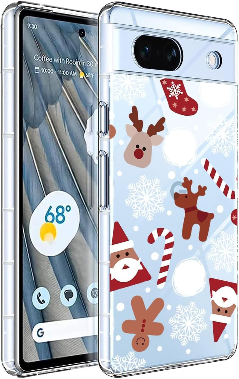YCJACE Google Pixel 6 Pro Case Clear with Christmas Design Soft Flexible TPU Ultra-Thin Shockproof Anti-Scratch Bumper Protective Cover Case for Google Pixel 6 Pro-Christmas  YCJACE Santa Clause Google Pixel 7A 