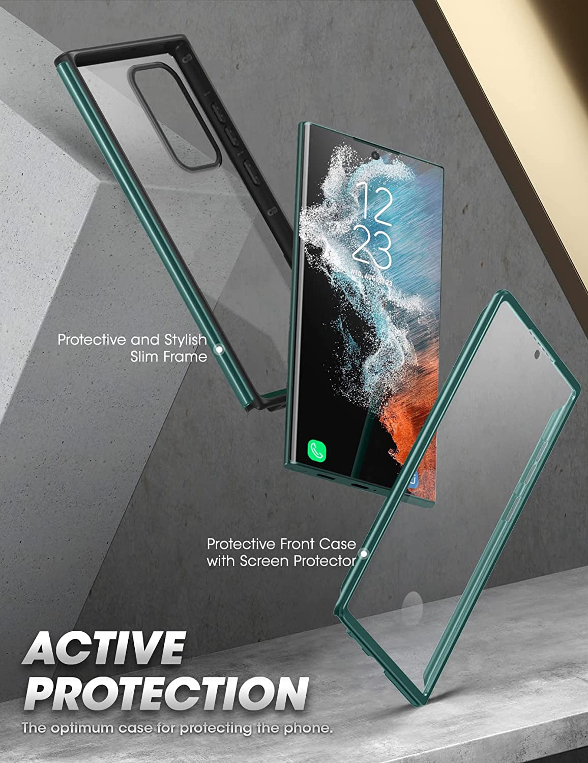 SUPCASE UB Edge Pro Series Case for Samsung Galaxy S22 Ultra 5G (2022 Release), Slim Frame Clear Protective Case with Built-In Screen Protector (Peacock)  SUPCASE   