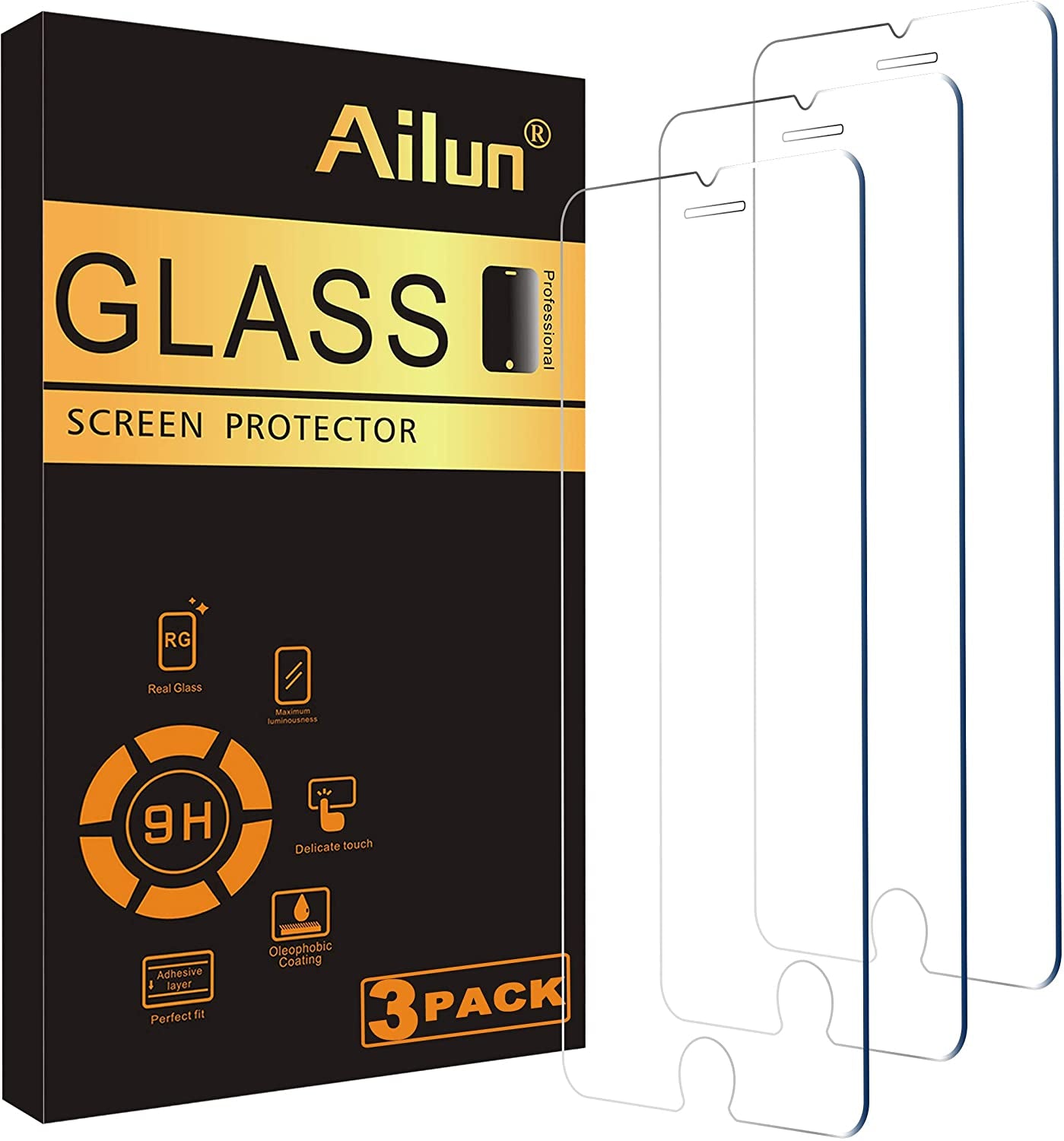 Ailun Screen Protector Compatible for Iphone SE 2020 2Nd/2022 3Rd Generation, Iphone 8,7,6S,6, 4.7-Inch Tempered Glass 0.25Mm Case Friendly 3 Pack Clear  AILUN   