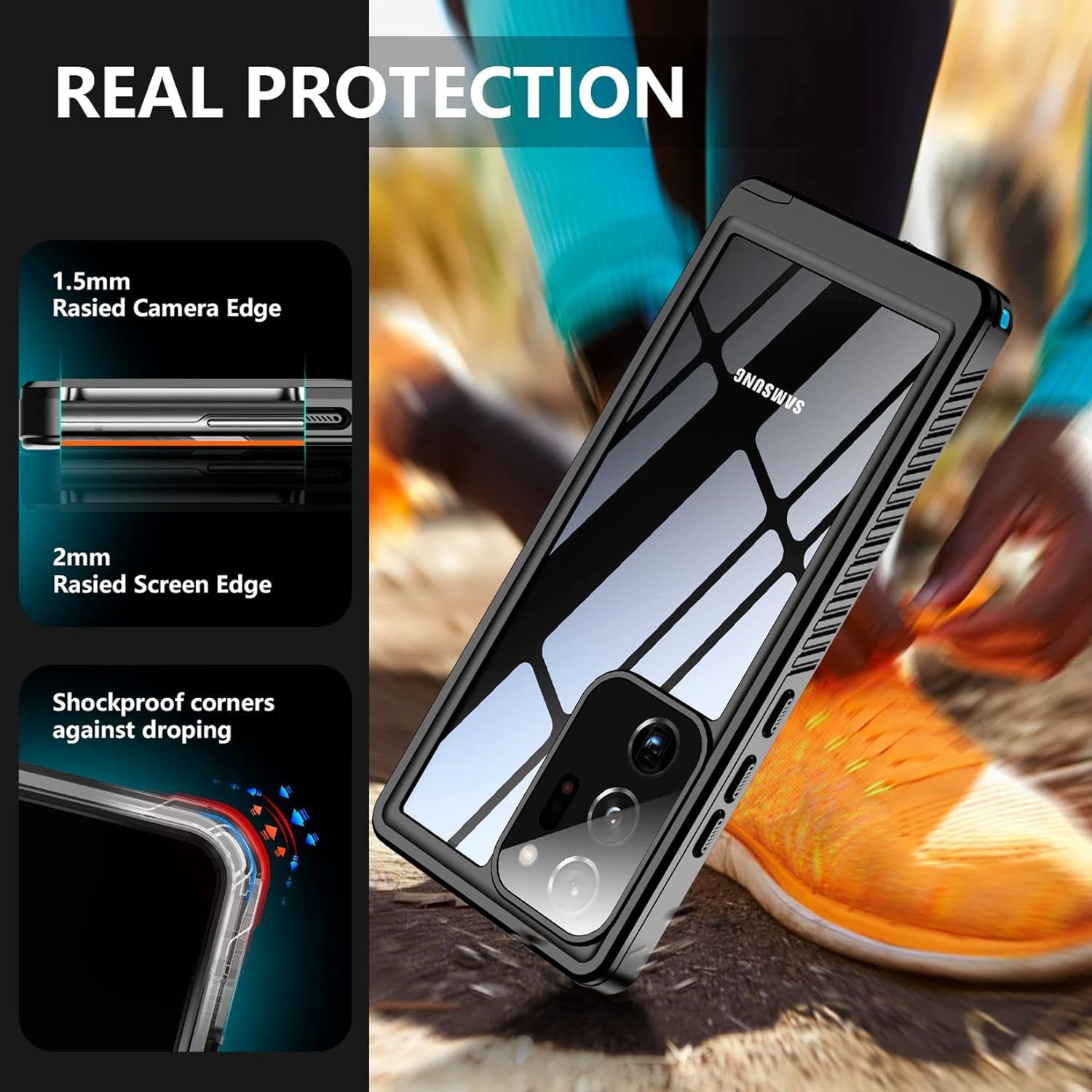 Temdan for Samsung Galaxy Note 20 Ultra Case Waterproof, Built in Screen Protector 360° Full Body Heavy Duty Shockproof IP68 Waterproof Note 20 Ultra Case for Samsung Note 20 Ultra 5G 6.9"-Blue  Temdan   