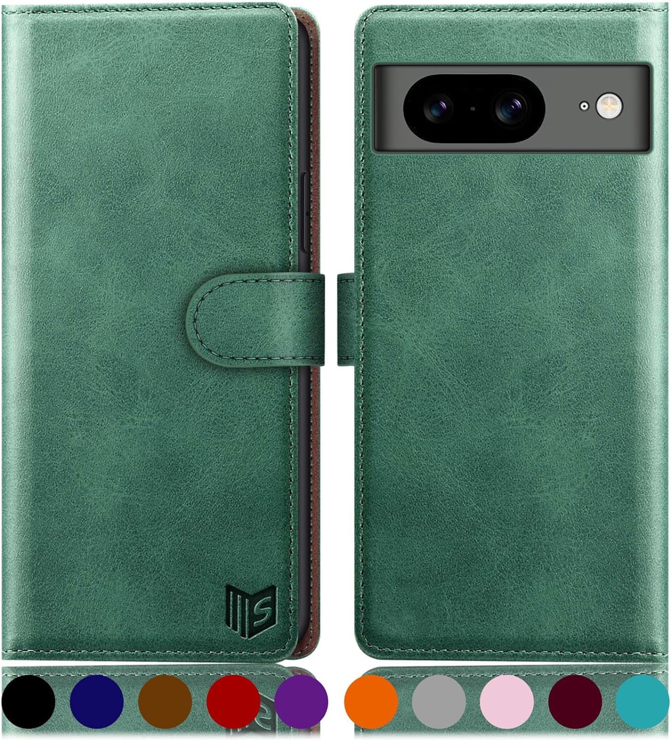 SUANPOT for Google Pixel 8 5G Wallet Case with RFID Blocking Credit Card Holder,Flip Book PU Leather Protective Cover Women Men for Pixel 8 Phone Case Blue Green  SUANPOT Sea Green  