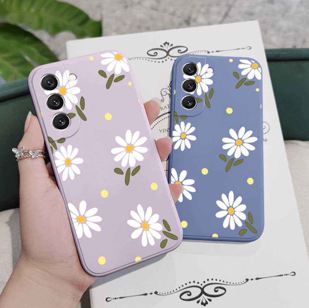 Sunswim Galaxy S21+ plus Case - Cute Daisy, Full Camera Lens Protection, Slim Shockproof TPU Bumper, Liquid Silicone, 6.7" - Purple  Sunswim   