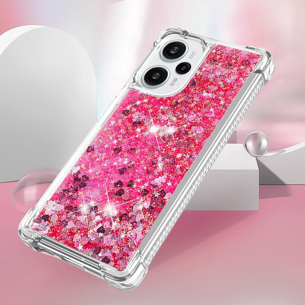 LEMAXELERS Case for Xiaomi Poco F5 5G, Bling Glitter Liquid Clear Case Floating Quicksand Shockproof Protective Sparkle Silicone Soft TPU Case for Xiaomi Poco F5 5G. YBL Love Rose  LEMAXELERS   