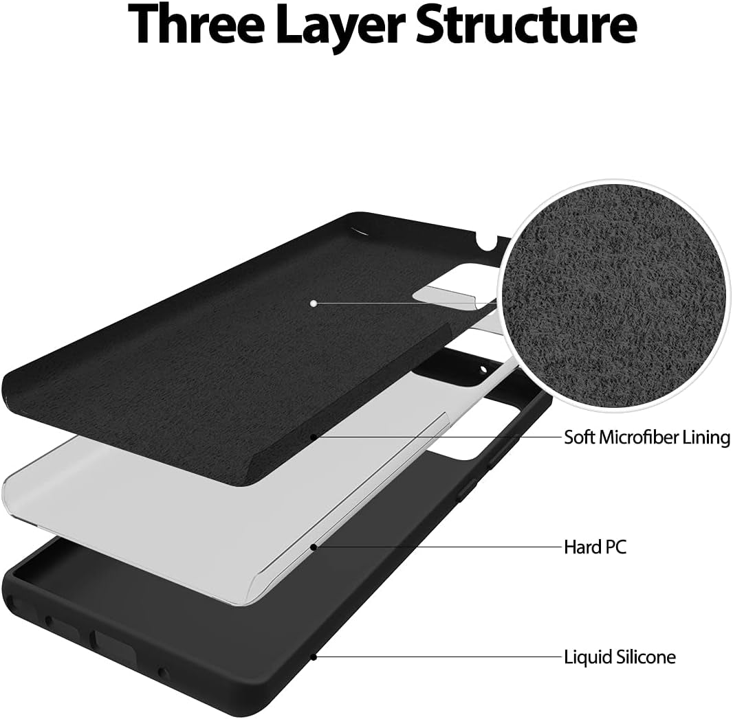 GOOSPERY Liquid Silicone Case for Galaxy Note 20 (6.7 Inches - 2020) Silky-Soft Touch Full Body Protection Shockproof Cover Case with Soft Microfiber Lining - Black  GOOSPERY   