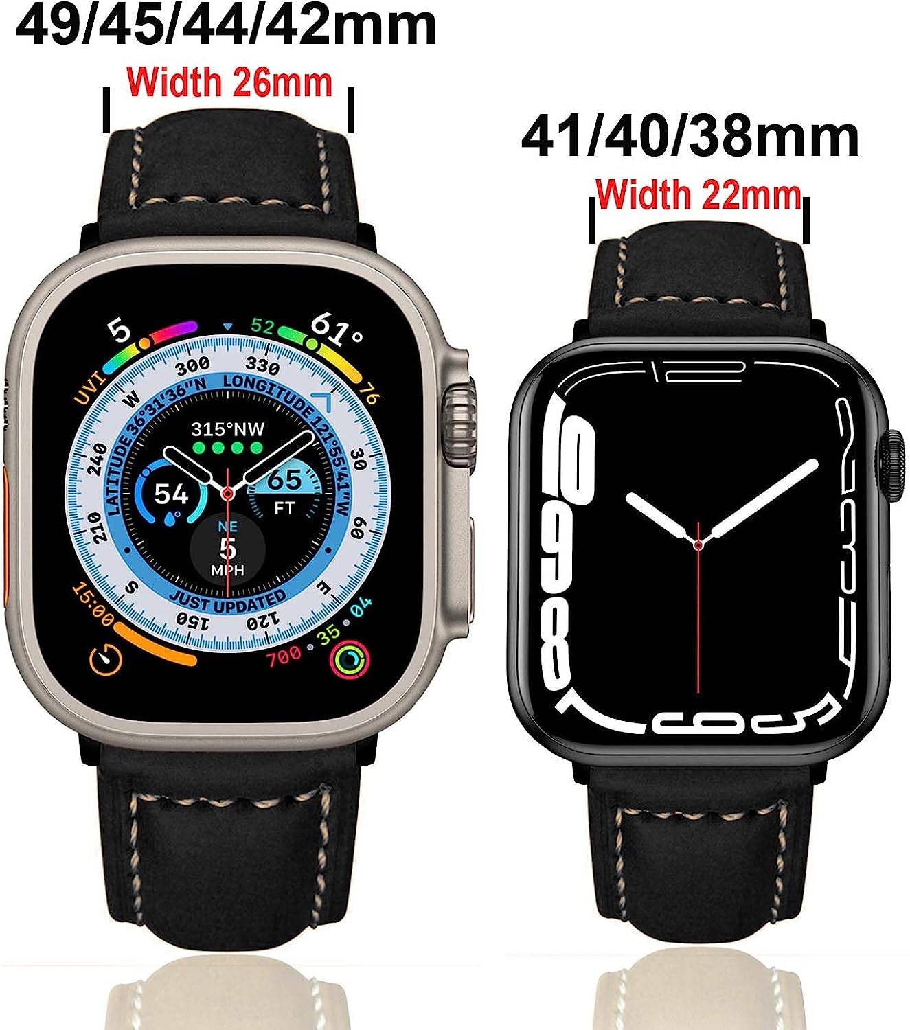 BOTOMALL Compatible with Apple Watch Ultra Band Leather 49/45/44/42Mm 41/40/38Mm Series 8 7 SE 6 5 4 3 2 1 Premium Vintage Leather Replacement Straps for Iwatch Men Women  BOTOMALL   