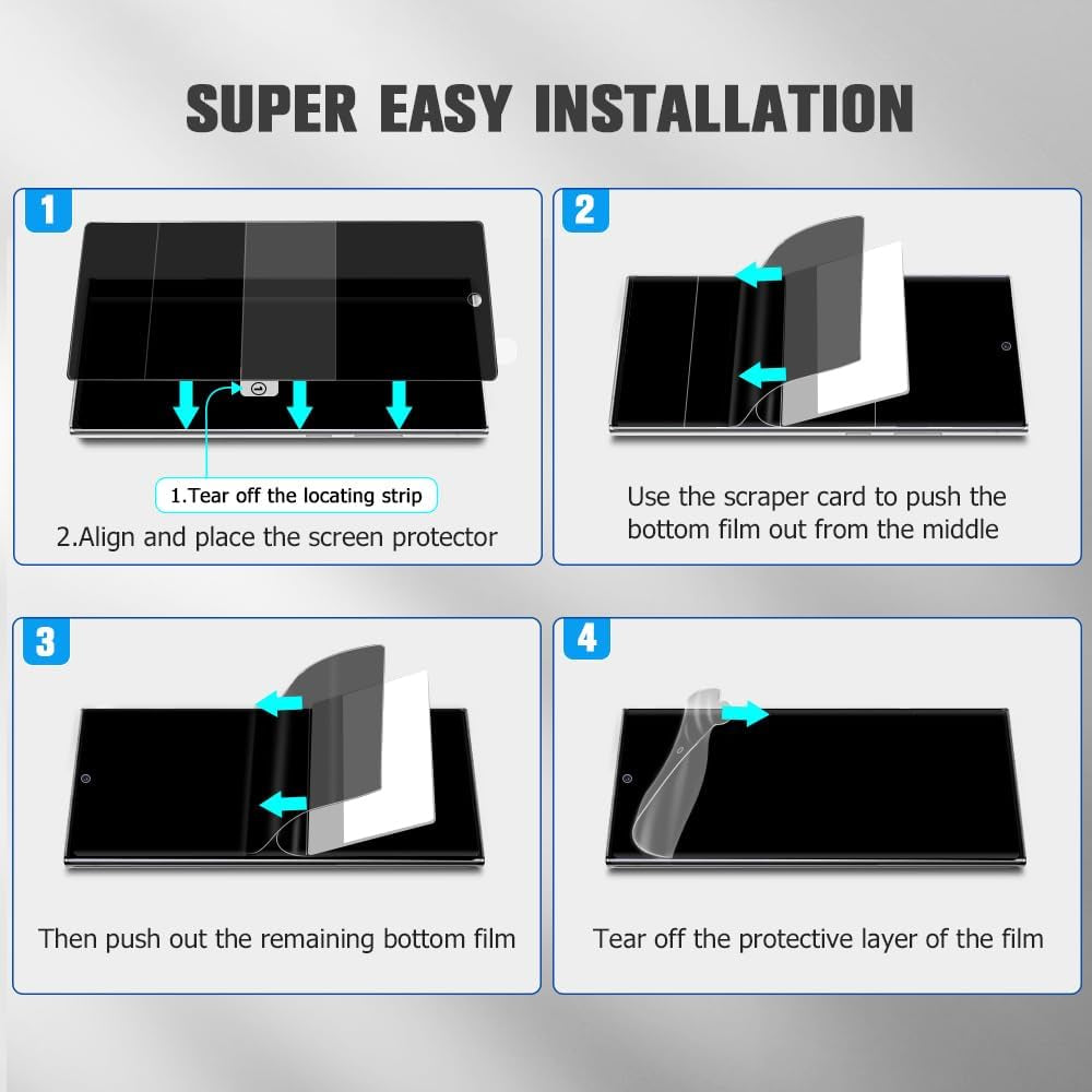 [2+2 Pack] Galaxy Note 20 Ultra 5G Privacy Screen Protector [Not Glass] and Camera Lens Protector, Support Fingerprint Unlock, 9H Hardness, Flexible Anti-Spy TPU Film for Samsung Galaxy Note 20 Ultra  LETANG   