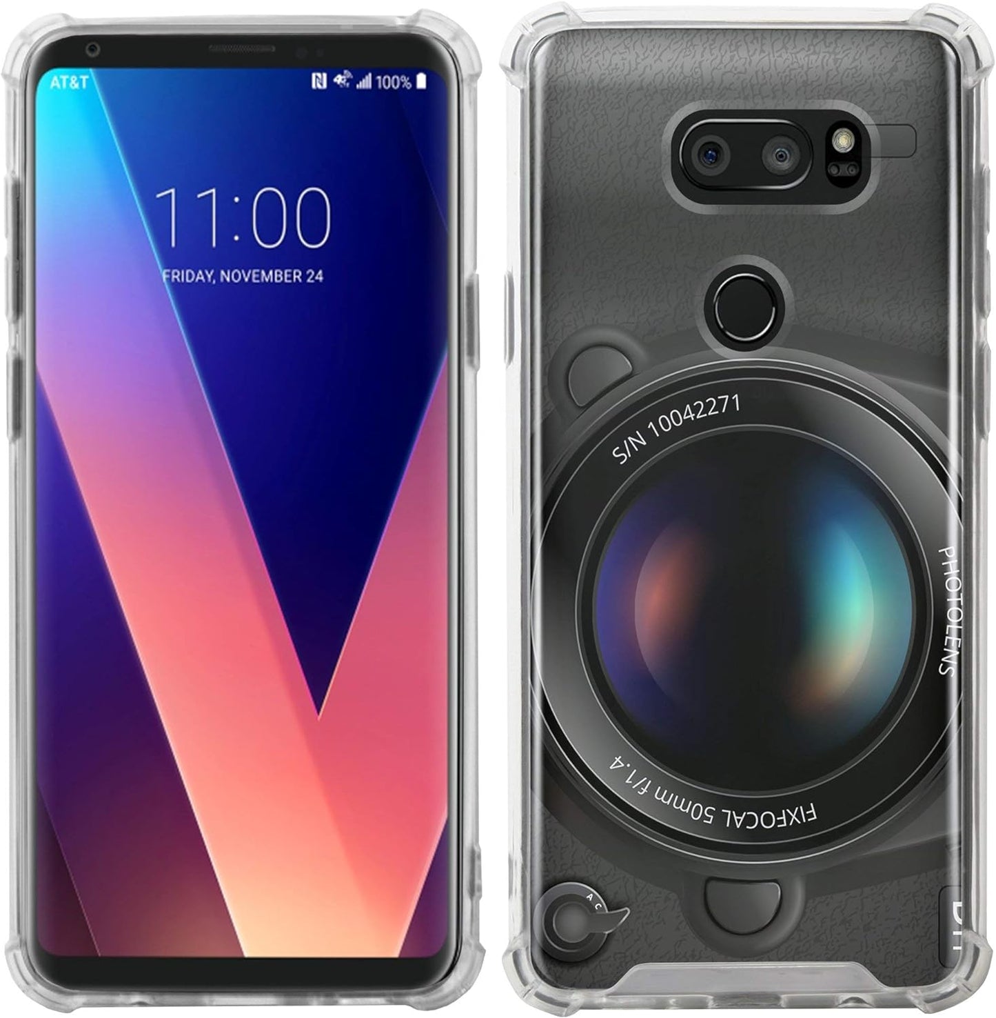 Casesondeck Fitted Case Compatible with [LG V30S Thinq and LG V30] Full Body Clear Bumper Case Slim Fitted Unique Cover (Camera)  CasesonDeck   