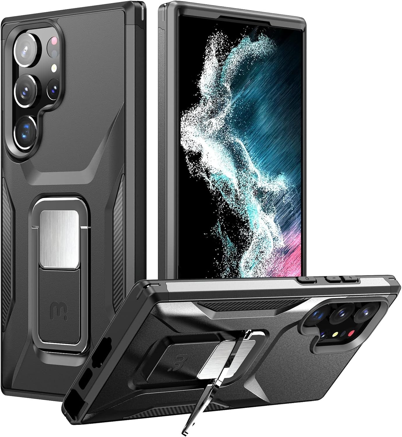 MYBAT Pro Shockproof Stealth Series Case for Samsung Galaxy S22 Ultra Case with Stand 6.8 Inch, Support Magnetic Car Mount, Heavy Duty Military Grade Drop Protective Case with Kickstand - Plum  Valor Communication Inc Black Samsung Galaxy S23 Ultra 