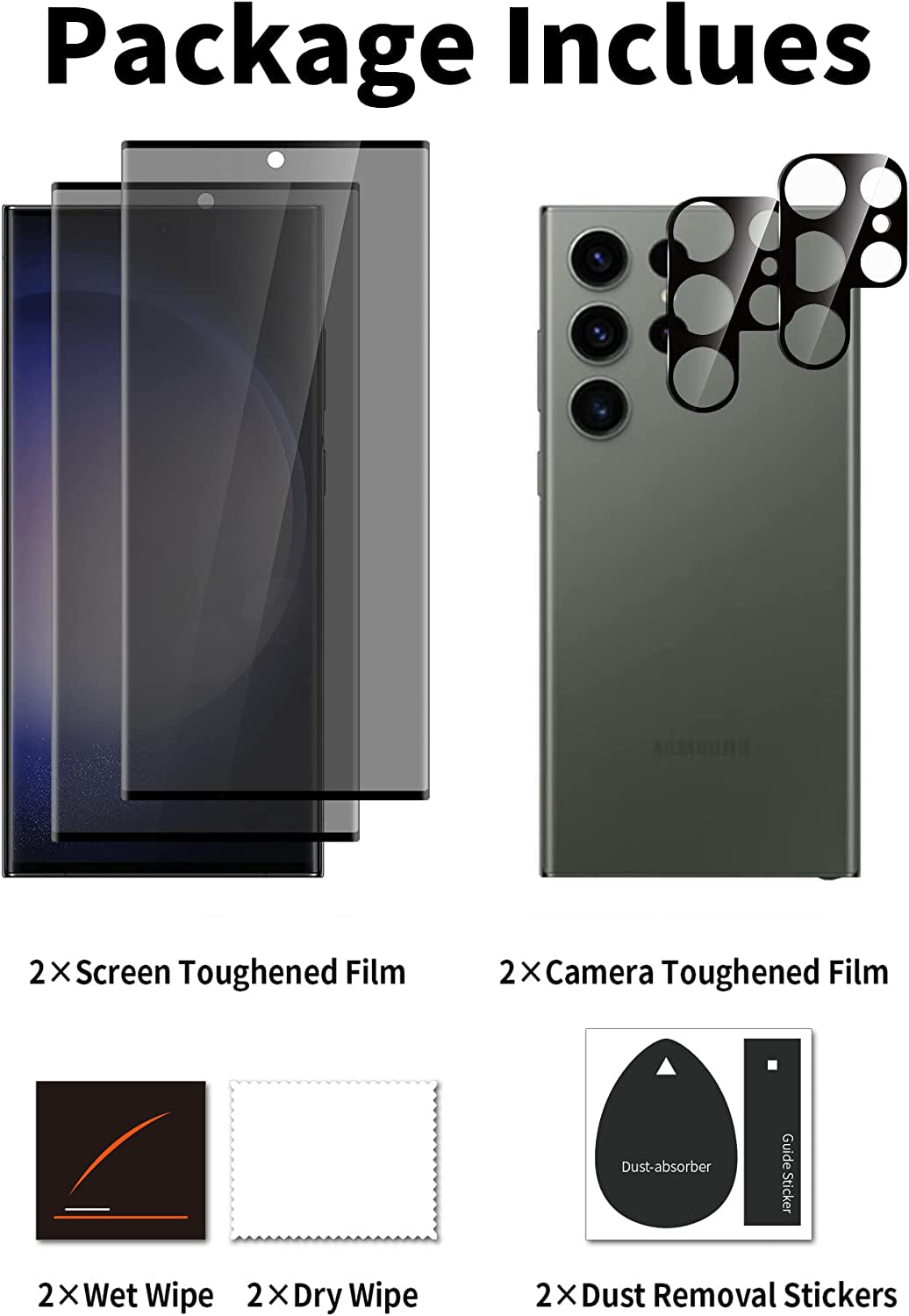 [2+2 Pack] Samsung Galaxy S23 Ultra Privacy Screen Protector and Camera Lens Protector, 9H Tempered Glass, anti Spy, anti Scratch, Bubble Free, Screen Protector for Samsung Galaxy S23 Ultra (6.8 Inch)  Corefyco Direct   