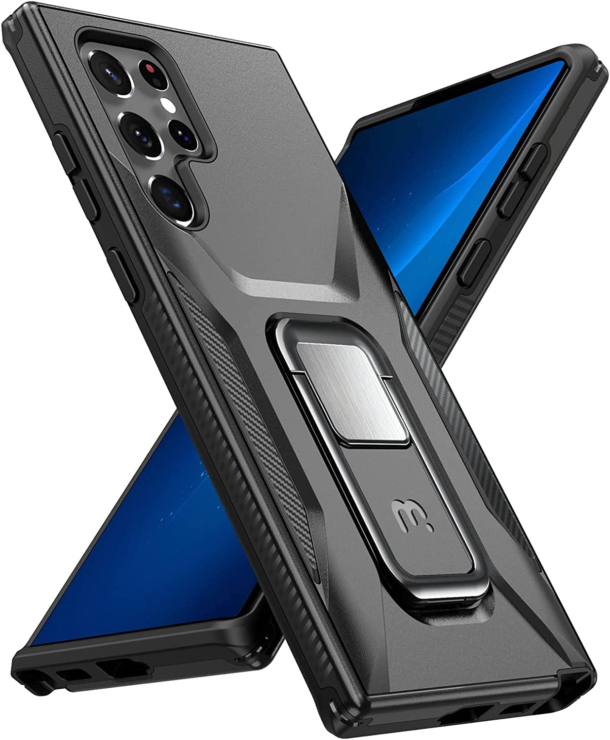 MYBAT Pro Shockproof Stealth Series Case for Samsung Galaxy S22 Ultra Case with Stand 6.8 Inch, Support Magnetic Car Mount, Heavy Duty Military Grade Drop Protective Case with Kickstand - Plum  Valor Communication Inc Black Samsung Galaxy S22 Ultra 