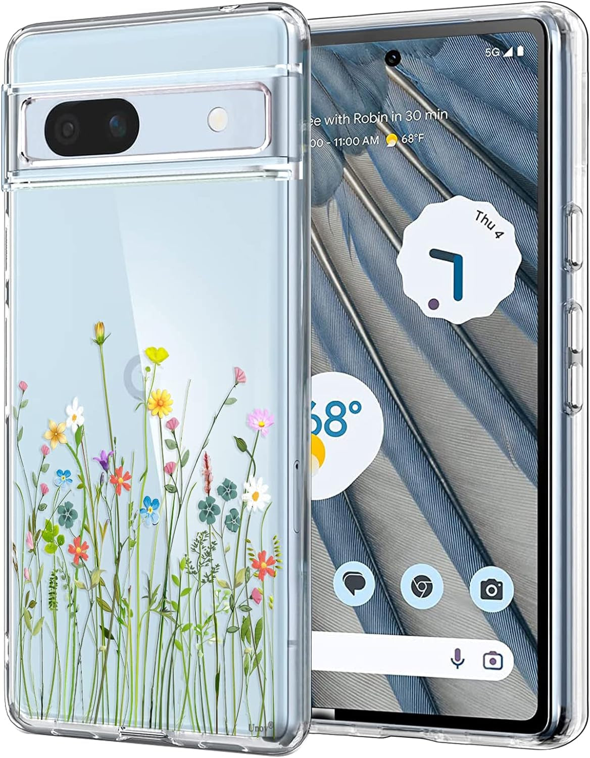 Unov Compatible with Pixel 7A Case Clear with Design Soft TPU Shock Absorption Slim Embossed Pattern Protective Back Cover for Pixel 7A 5G (Flower Butterfly)  Unov Flower Bouquet Google Pixel 7A 