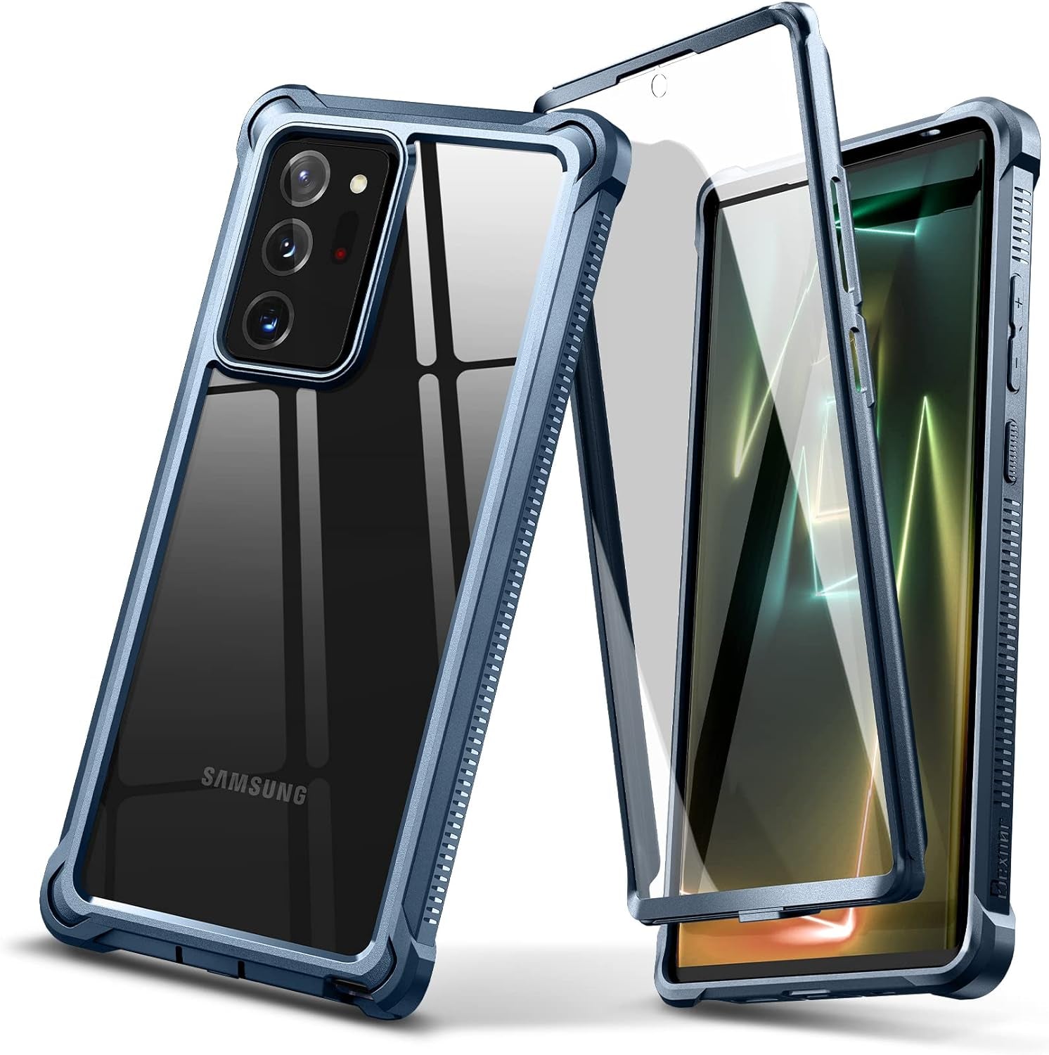 Dexnor for Galaxy Note 20 Ultra Case with Screen Protector Clear 360 Full Body Rugged Protective Shockproof Hard Back Cover Heavy Duty Defender Bumper for Samsung Note 20 Ultra 5G 6.9" - Black  Dexnor Blue  