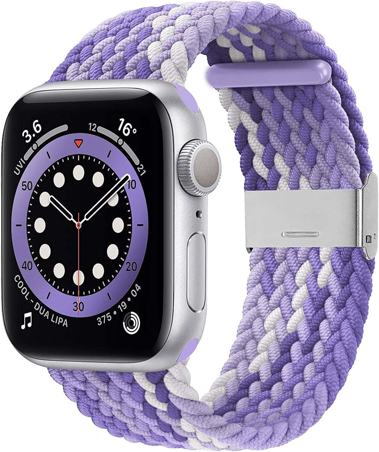 Bagoplus Compatible with Apple Watch Iwatch Bands 49Mm 38Mm 40Mm 41Mm 42Mm 44Mm 45Mm Women Men, Adjustable Braided Solo Loop Stretchable Elastics Sport for Iwatch Series 8/7/6/Se/5/4/3/2/1/Ultra  Bagoplus Gradient Purple 42mm/44mm/45mm/49mm - 5.5"-8.5" 