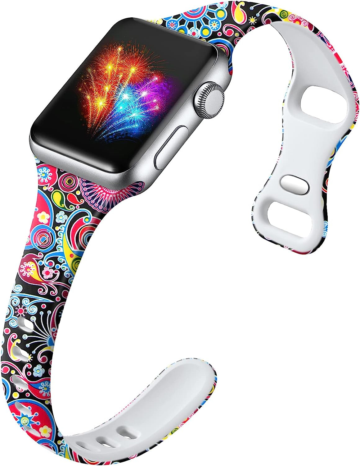 Witzon Thin Bands Compatible with Apple Watch Band 40Mm 38Mm 41Mm for Women, Fadeless Floral Cute Printed Slim Silicone Sport Replacement Wristbands for Iwatch SE Series 7 6 5 4 3 2 1 Smart Watch  Witzon Jellyfish  