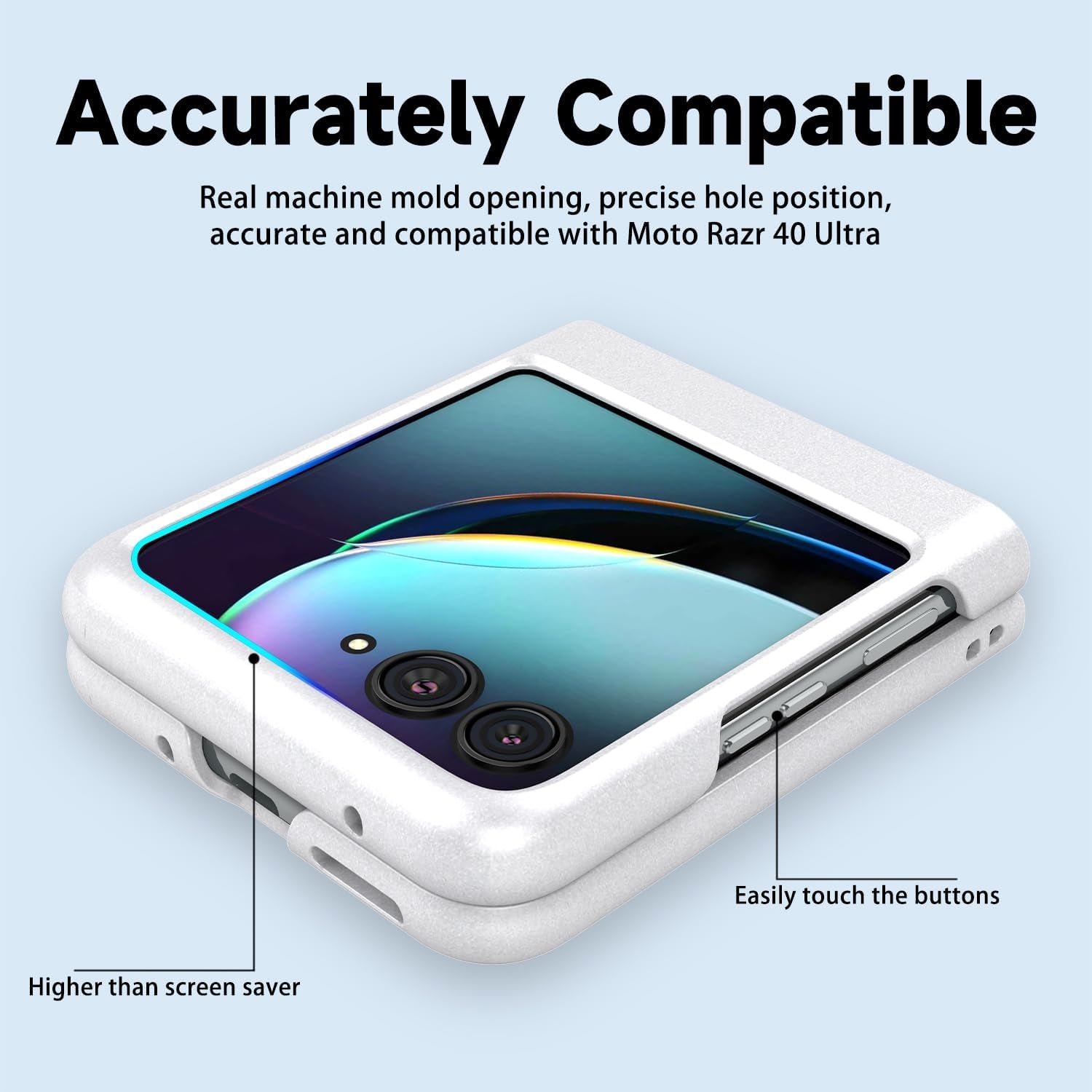 Redluckstar Case for Motorola Razr plus 2023,Thin Slim Fit Matte PC with Non-Slip Full-Body Protection Built in Screen Protection Phone Cover for Moto Razr+ 2023 (Silver+Built in Screen Protector)  redluckstar   