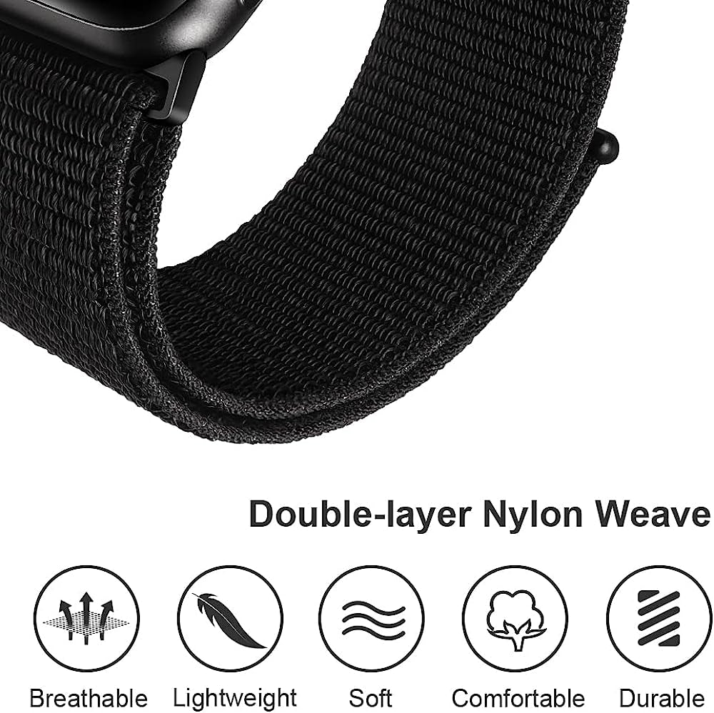 ZRDESIGN Ultra Wide Black Nylon Watch Band Compatible with Apple Watch 38Mm 40Mm 41Mm 42Mm 44Mm 45Mm 49Mm, Adjustable Sport Loop for Iwatch Series 8 7 6 5 4 3 2 1 SE  ZRDESIGN   