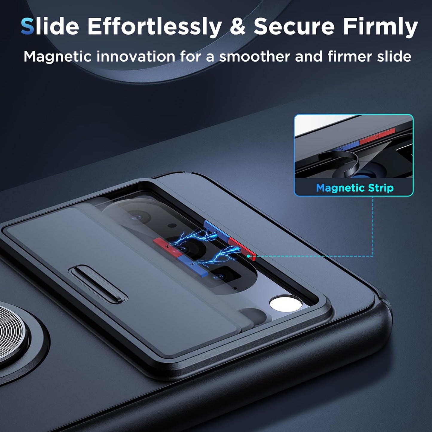 Simtect for Google Pixel 8 Pro Case with Sliding Camera Cover, [Military Drop Protection] [360° Rotation Ring Stand], Slim Protective Case for Google Pixel 8 Pro Phone Case 6.7'' - Black  Simtect   