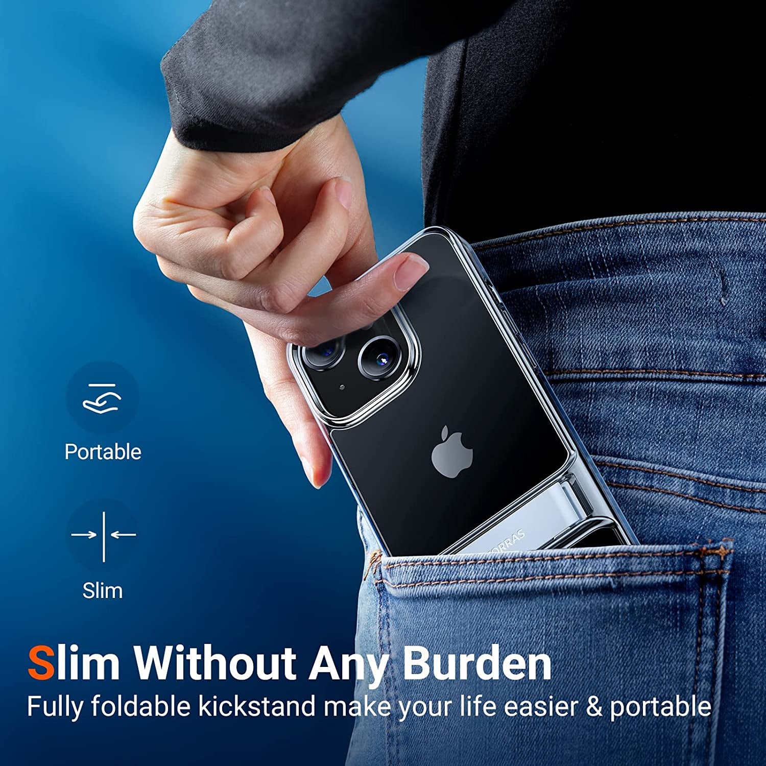 TORRAS Moonclimber for Iphone 14 Case for Iphone 13 Case, [3 Stand Ways] [Non-Yellowing & Military Grade Shockproof] Protective Slim Hard Clear Phone Case with Stand 6.1'' 2022, Crystal Clear  TORRAS   