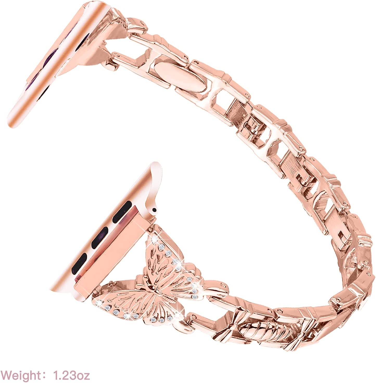 Wipalor Compatible with Apple Watch Band 42Mm 44Mm 45Mm 49Mm, Lightweight for Women, Easy Adjustable Bracelet, Shiny Diamond on Butterfly, Jewelry Metal Strap for Iwatch Series 8 7 6 5 4 3 2 1 SE Ultra(Rose Gold)  NB-tech Company   
