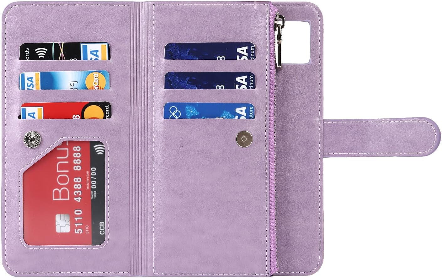 Ｈａｖａｙａ Google Pixel 6 Pro 5G 6.7" Case Zipper Wallet- with 6 Card Holder [RFID Blocking]- Detachable 2-In-1-Wristband Lanyard - for Women and Men-Wireless Charger Compatible Flip Folio Cover-Purple  Ｈａｖａｙａ   