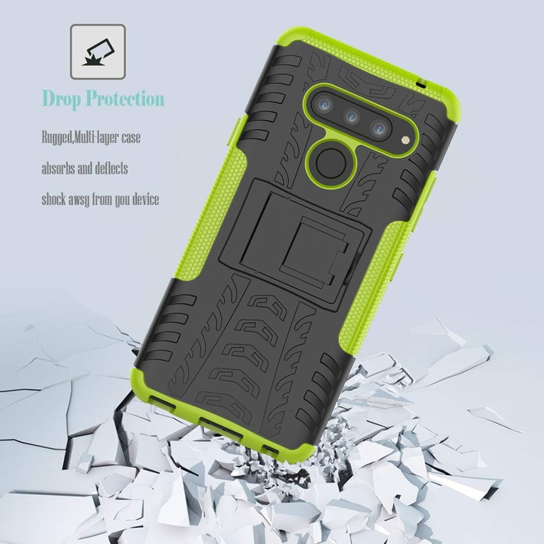 Case for LG V40 Thin, V40 Case, Viodolge [Shockproof] Rugged Dual Layer Protective Phone Case Cover with Kickstand for LG V40 / LG V40 Thinq (2018) (Green)  Viodolge   