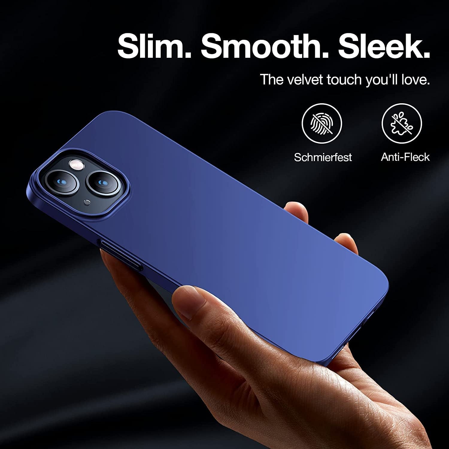 TORRAS Slim Fit for Iphone 14 Case/Iphone 13 Case Ultra-Thin Sturdy Protective Cover with Non-Slip Grip & No Fingerprint Hard Plastic Super Slim Phone Case for Iphone 14/13 (6.1) Inch, Navy Blue  TORRAS   