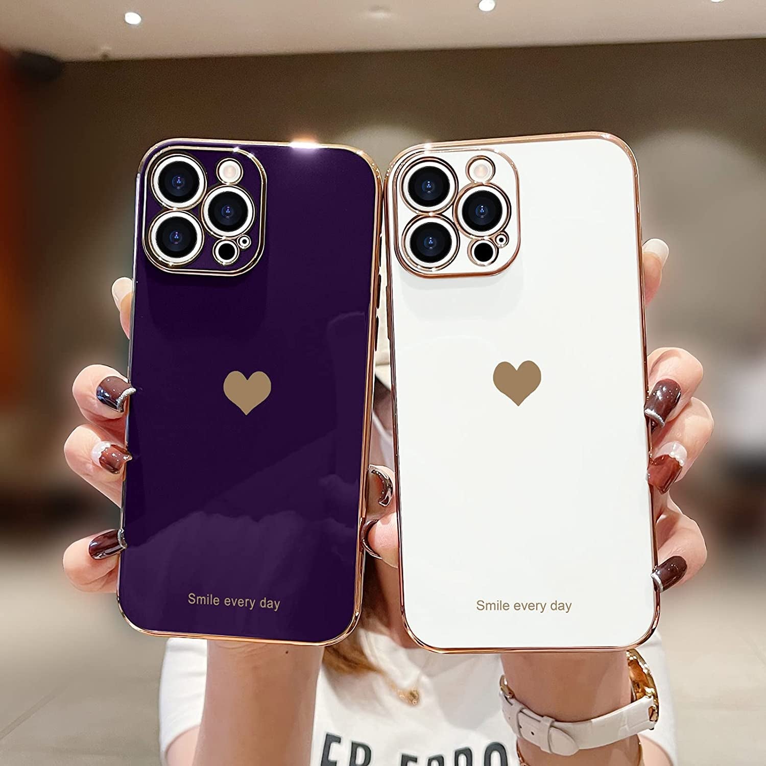 Teageo Compatible with Iphone 14 Pro Max Case for Girl Women Cute Love-Heart Luxury Bling Soft Cover Raised Camera Protection Bumper Silicone Shockproof Phone Case for Iphone 14 Pro Max, Dark Purple  janzee   