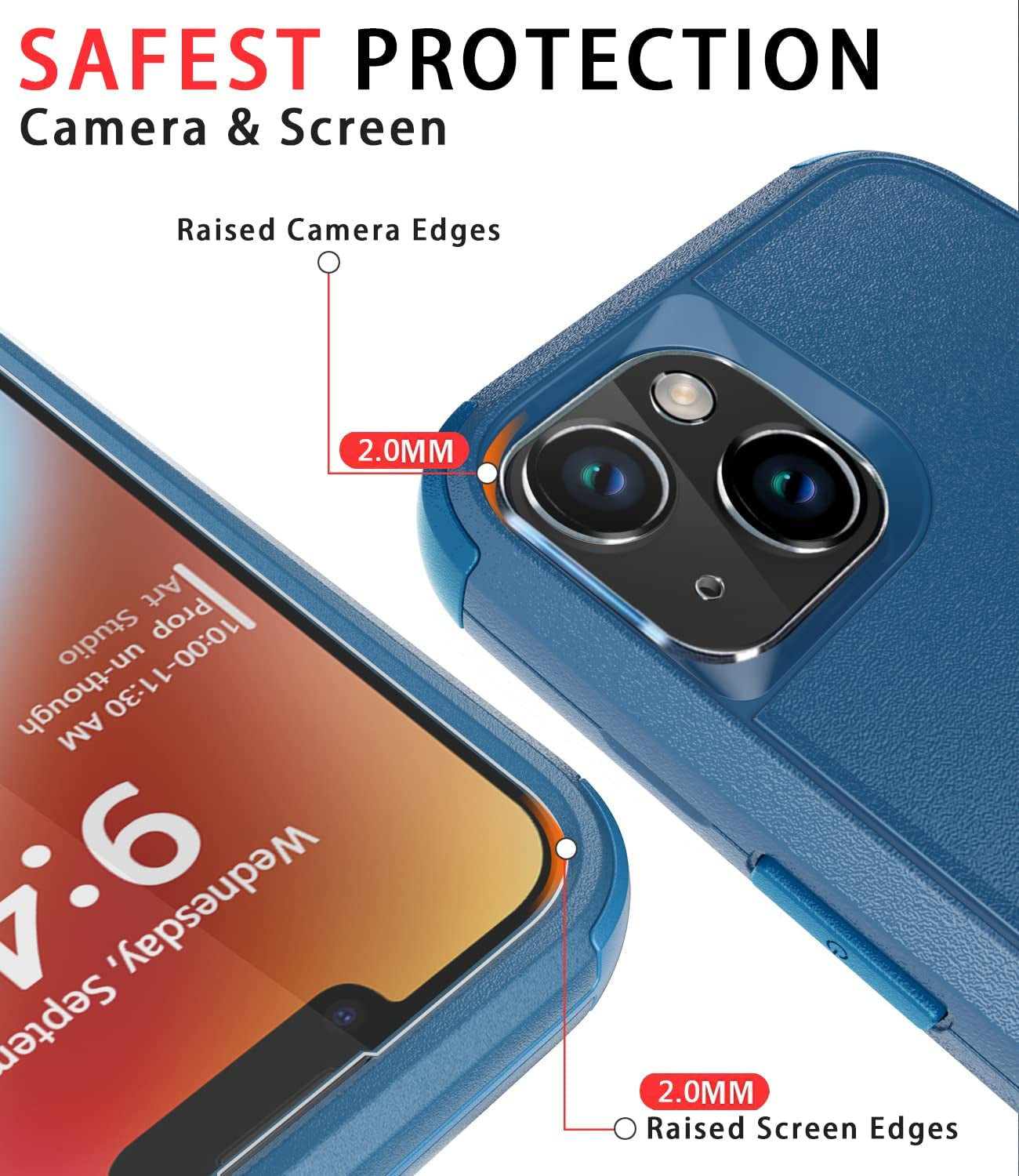 Diverbox for Iphone 14 Case [Shockproof] [Dropproof] [Tempered Glass Screen + Camera Lens Protector],Heavy Duty Protection Phone Case Cover for Apple Iphone 14 (Blue)  DiverBox   