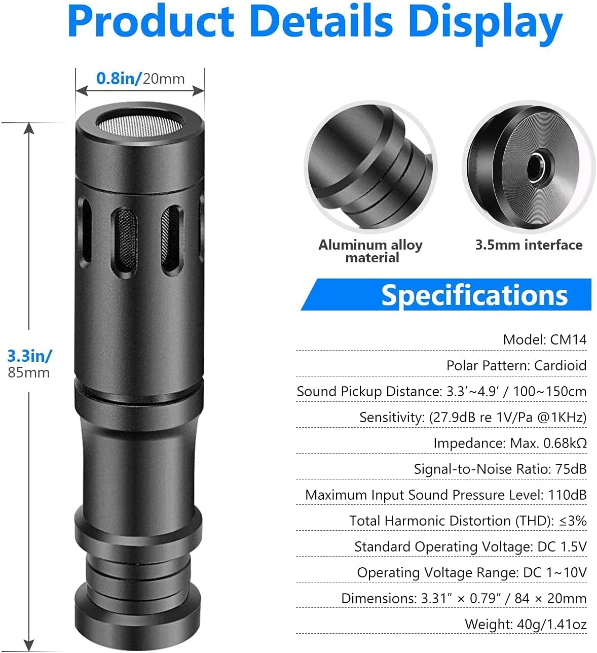Neewer CM14 Microphone for Phone, Mini On-Camera Video Microphone with Mic Mount, Windscreen, Audio Cables Compatible with Iphone/Android Phone/Dslr Camera/Camcorder (Adapter for Iphone Not Included)  Neewer   