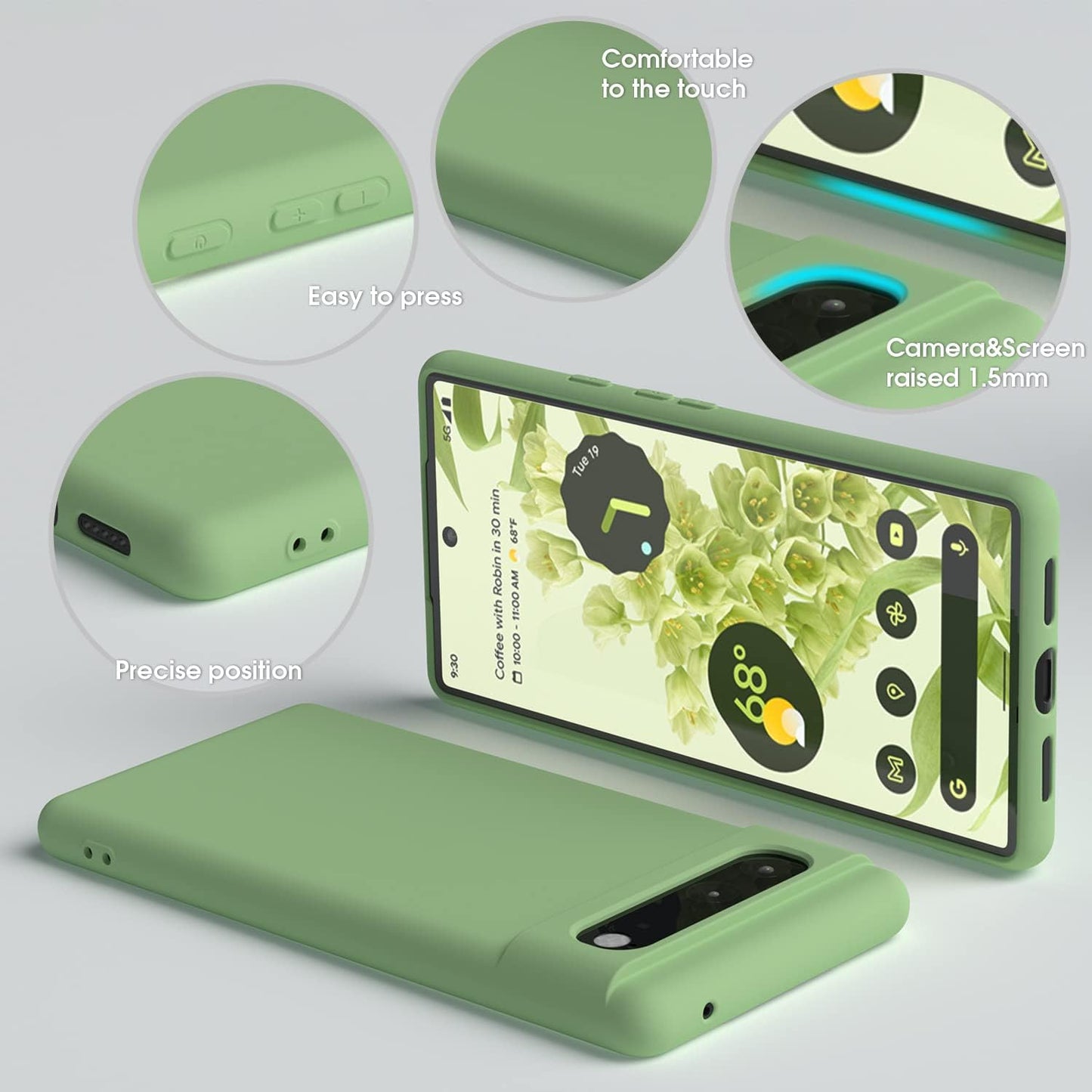 Abitku Compatible with Google Pixel 6 Case, Slim Silicone Gel Rubber Case Cover (With Microfiber Lining) Full Body Shockproof Design for Google Pixel 6-6.4 Inch 2021 (Matcha Green)  ABITKU   