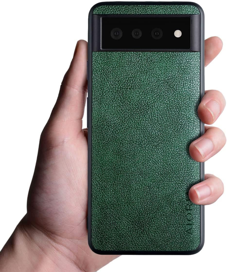 Aioria for Google Pixel 6 Pro Case, 6.71 Inch Premium PU Leather Phone Cover Retro Design Full Protective Case for Google Pixel 6 Pro 5G (Dark Red)  Aioria Green  