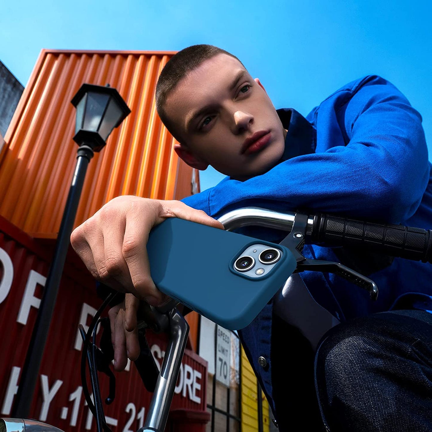 TOCOL [5 in 1 for Iphone 14 Case, with 2 Pack Screen Protector + 2 Pack Camera Lens Protector, Slim Liquid Silicone Phone Case 14 6.1 Inch, [Anti-Scratch] [Drop Protection], Midnight Blue  TOCOL   