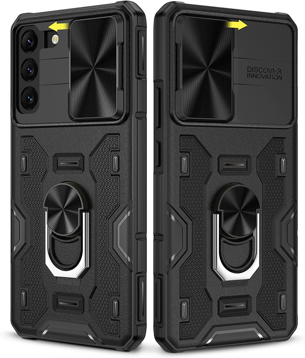 Caka for S22 plus Case, Samsung Galaxy S22 plus Case with Camera Cover & Kickstand with Built-In 360° Rotate Ring Stand Magnetic Magnet Protective Phone Cover Case for Galaxy S22+ plus 5G -Green  Caka Black  