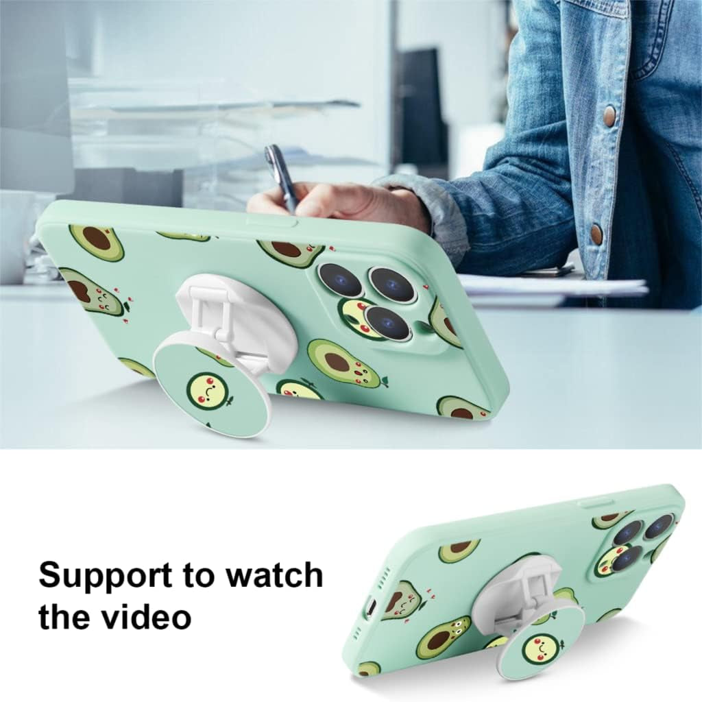 KAPUCTW Case for Xiaomi Mi 11 Lite/11 Lite 5G NE, 6.55" with Stand Grip Holder, Slim Silicone Shockproof Soft TPU Light Green Cover with Painting Pattern for Girl Women for Xiaomi Mi 11 Lite,Avocados  KAPUCTW   