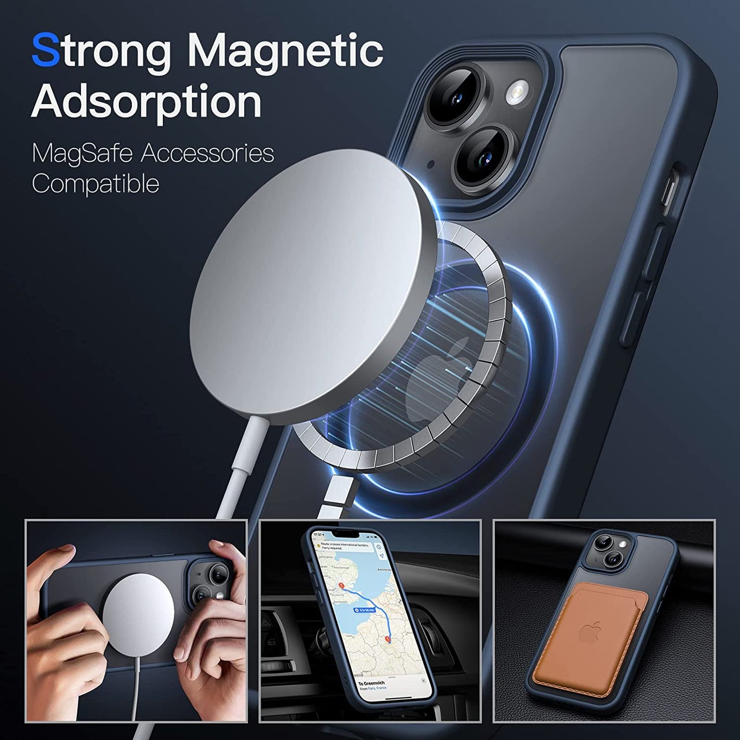 Jetech Magnetic Case for Iphone 14 6.1-Inch Compatible with Magsafe, Translucent Matte Back Slim Shockproof Phone Cover (Storm Blue)  JETech   