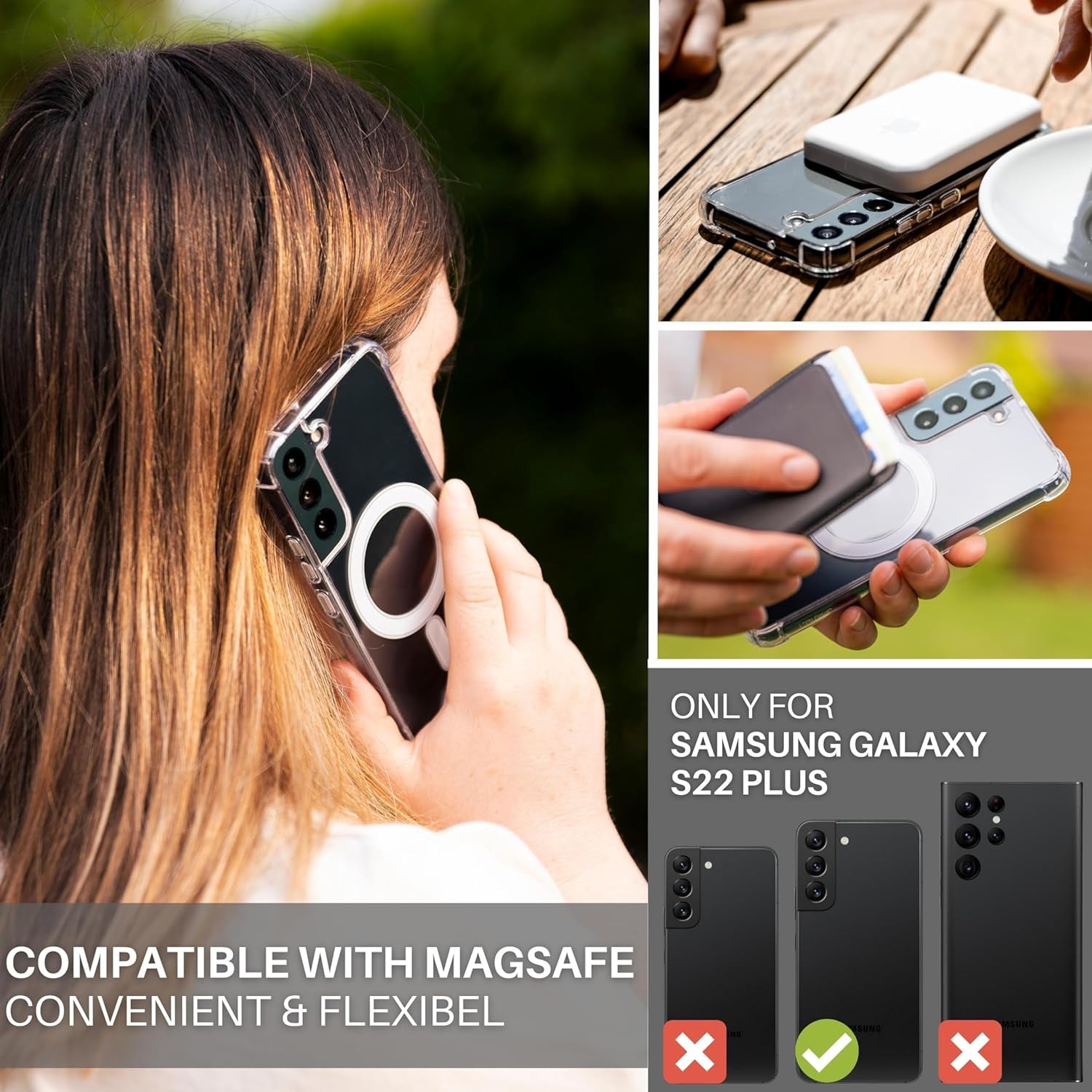 Jprotect Magnetic Case for Samsung Galaxy S22 plus for Magsafe Case/Shockproof Samsung S22 plus Case for Magsafe Transparent/Clear Phone Case Funda Para Samsung Galaxy S22 plus Case Magnetic  JProtect   