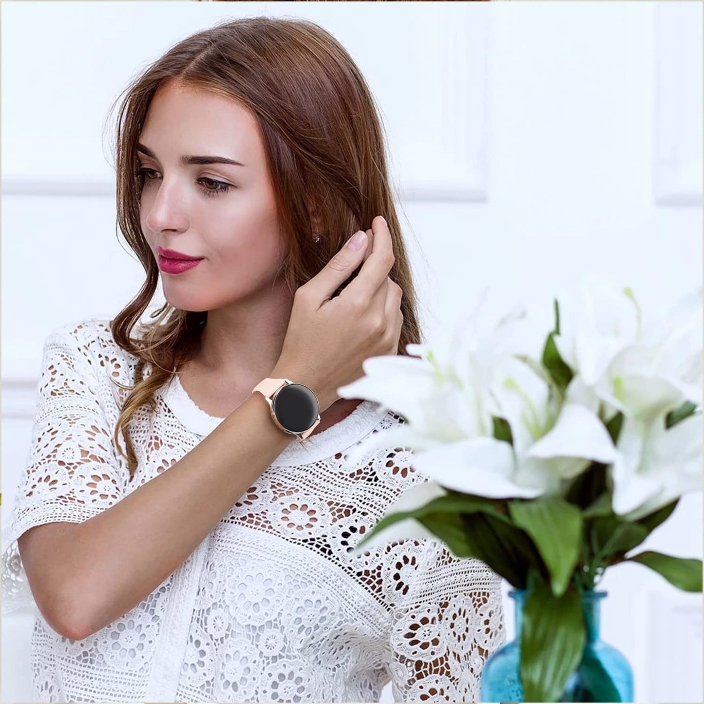 3 Pack Slim Bands for Samsung Galaxy Watch 3 Bands 41Mm Women Men, 20Mm Soft Silicone Replacement Wristband Sport Strap for Galaxy Watch 3 Bands 41Mm  Meliya   