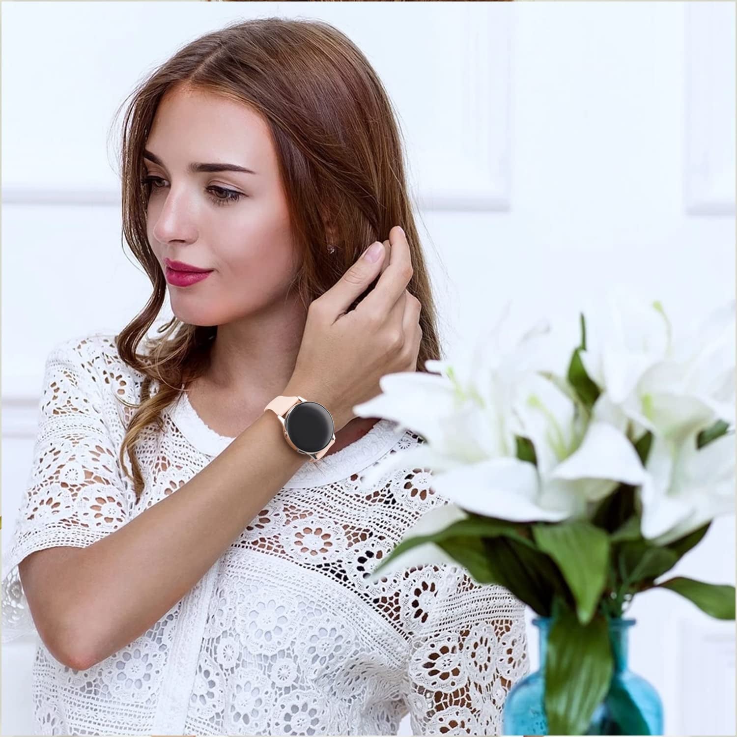 3 Pack Slim Bands for Samsung Galaxy Watch 3 Bands 41Mm Women Men, 20Mm Soft Silicone Replacement Wristband Sport Strap for Galaxy Watch 3 Bands 41Mm  Meliya   