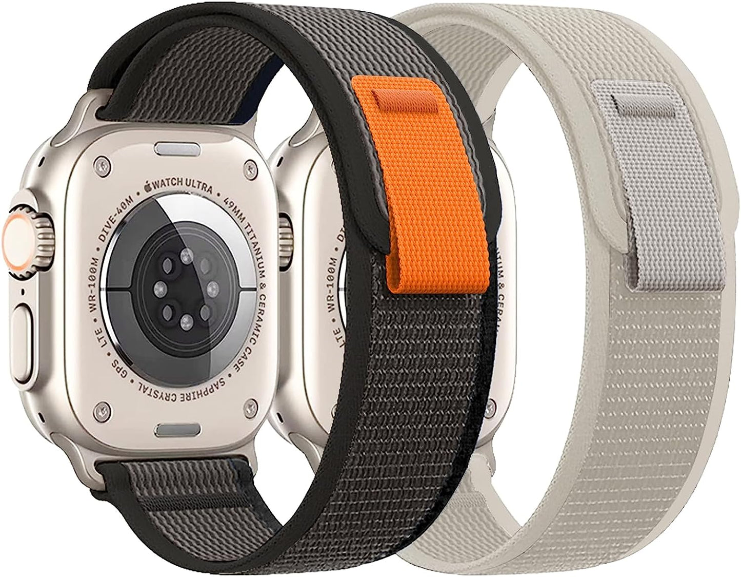 Beaverr 2-Pack Trail Loop Band Compatible with Apple Watch Ultra SE 8 7 6 5 4 3 2 1, Available in Sizes 49Mm 45Mm 44Mm 42Mm 41Mm 40Mm 38Mm, Soft Nylon Sport Iwatch Replacement Strap for Men and Women  Beaverr Black/Gray and Gray/White 38/40/41mm 