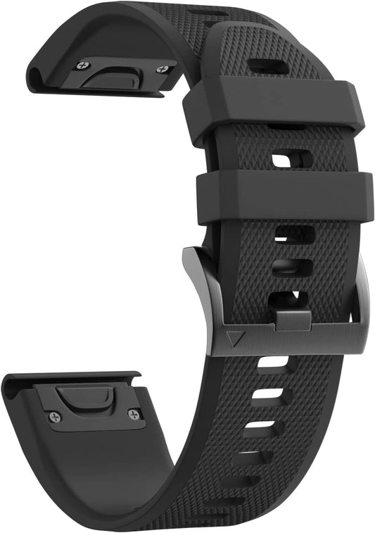 Notocity Compatible Fenix 5X Band 26Mm Width Soft Silicone Watch Strap for Fenix 6X/Fenix 7X/Fenix 5X Plus/Fenix 6X Pro/Fenix 3/Fenix 3 Hr/Tactix/Descent MK1/D2 Delta PX/D2 Charlie-Black  MSLH   