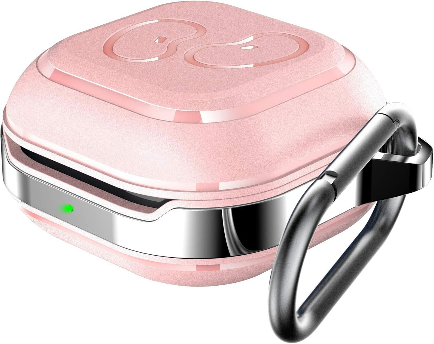 HALLEAST for Galaxy Buds 2 Pro Case 2022/ Galaxy Buds 2 Case 2021/ Galaxy Buds Pro Case 2021/ Galaxy Buds Live Case 2020, TPU Cover Metal Alloy Carrying Case with Keychain Clip, Black  HALLEAST Pink  