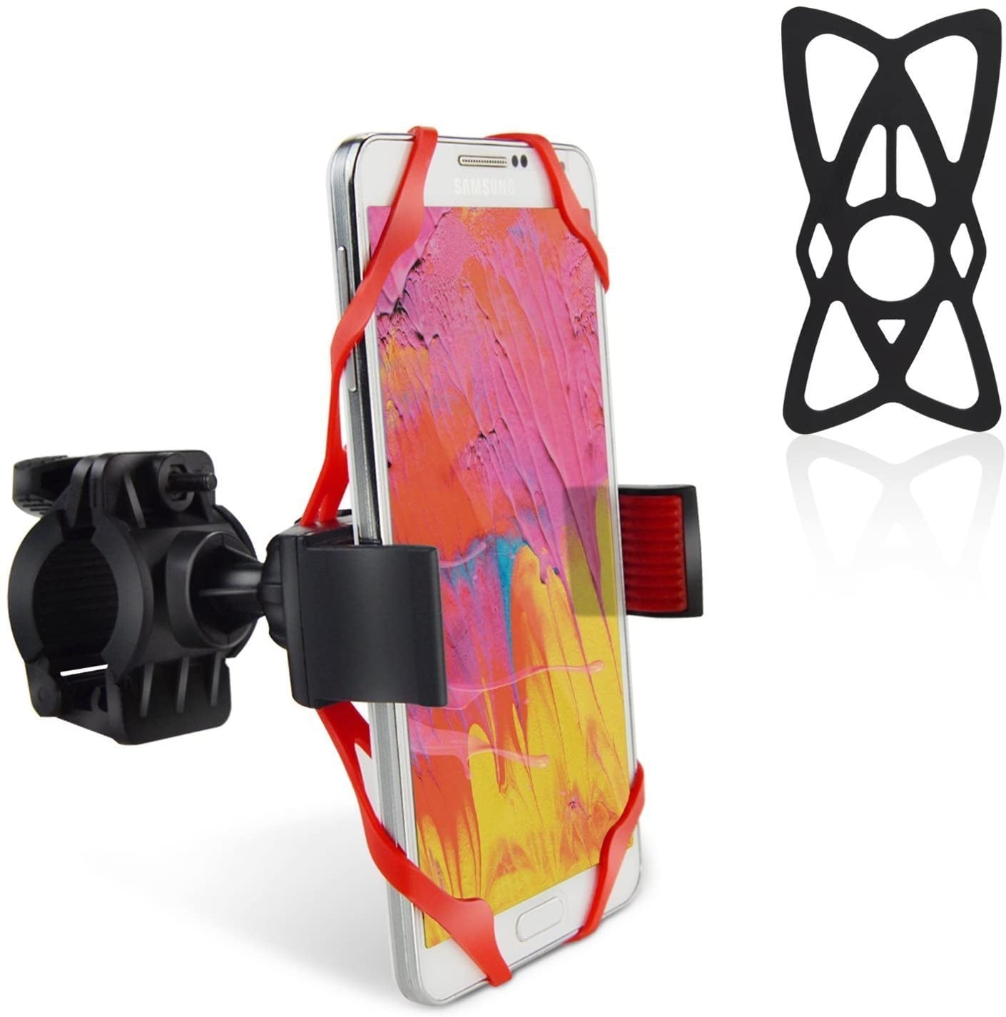 NALAKUVARA Phone Mount X Holder Grip Tether Rubber Strap Silicone Security Bands - Universal Motorcycle Bike Phone Mount Accessories Replacement Parts - Elastic X Web Grip (2 Black & 2 Red) 4 Pack  NALAKUVARA   