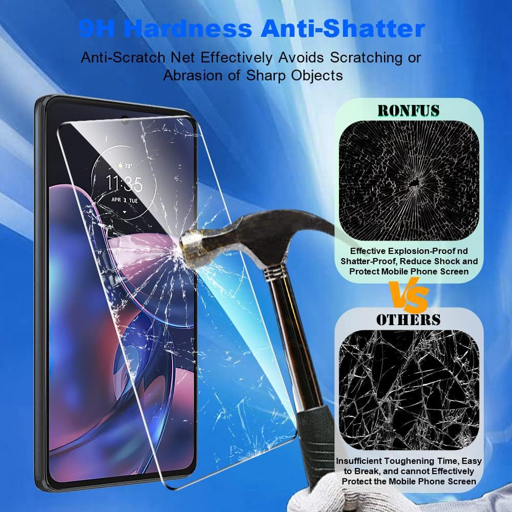 RONFUS 3 Pack Compatible for Motorola Edge 2022 Tempered Glass Screen Protector,Case Friendly,Ultra HD, 9H Hardness,Touch Sensitive  RONFUS   